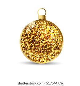 Gold glitter Christmas ball background.