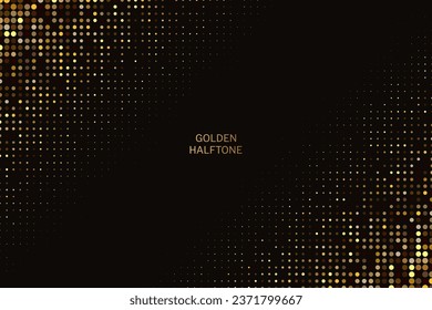 Gold glitter with circle halftone pattern on dark background