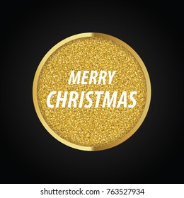 Gold glitter circle on black background vector illustration