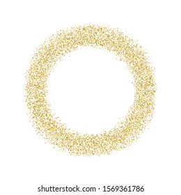 Gold glitter circle texture isolated on white background. Golden dots background. Vector illustration.