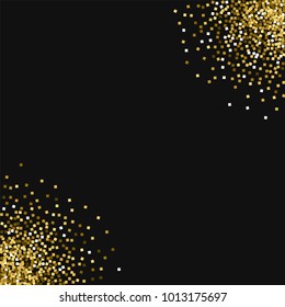 Gold glitter. Circular corners on black background. Excellent vector illustration.