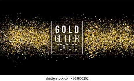 Gold Glitter Cloud Or Shining Particles Explosion Texture. Luxury Golden Sparkles Effect. Vector Dark Background. Like Sparkling Confetti Cloud Spray