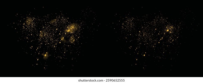 Gold glitter color background. Stardust confetti light effect gold glitter celebratory illustration
