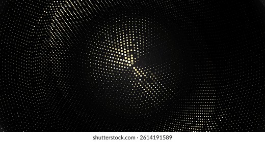 Gold Glitter Comic Backdrop. Abstract Circular Retro Pattern. Pop Art Style Background. Golden Explosion Of Confetti. Digitally Generated Image. Vector Illustration