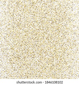 Gold glitter confetti backdrop isolated on white transparent background. Celebratory texture with shining light effect. Vector illustration.