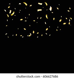 Gold glitter confetti background. Falling golden glittering light effect for Christmas and New Year backdrop, greeting card. Vector illustration eps10.