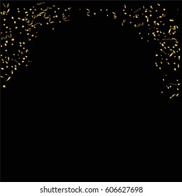 Gold glitter confetti background. Falling golden glittering light effect for Christmas and New Year backdrop, greeting card. Vector illustration eps10.