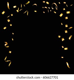 Gold glitter confetti background. Falling golden glittering light effect for Christmas and New Year backdrop, greeting card. Vector illustration eps10.