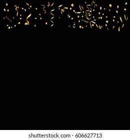 Gold glitter confetti background. Falling golden glittering light effect for Christmas and New Year backdrop, greeting card. Vector illustration eps10.