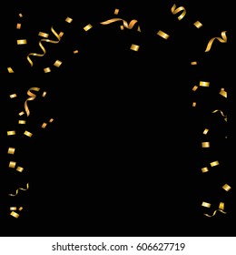 Gold glitter confetti background. Falling golden glittering light effect for Christmas and New Year backdrop, greeting card. Vector illustration eps10.