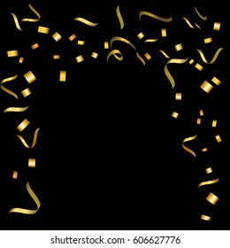 Gold glitter confetti background. Falling golden glittering light effect for Christmas and New Year backdrop, greeting card. Vector illustration eps10.