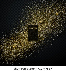 gold glitter confetti explosion on black transparent background 