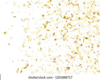 Gold Glitter Confetti Flying On White Stock Vector (royalty Free 