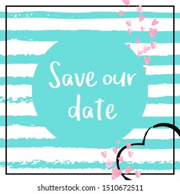 Gold glitter confetti with hearts on black stripes. Shiny falling sequins with shimmer and sparkles. Template with gold glitter confetti for party invitation, banner, greeting card, bridal shower.