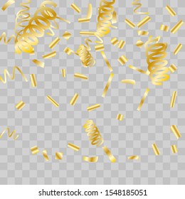 Gold glitter confetti. Light background Shiny abstract texture. Vector abstract graphic design. New Year Christmas. Gold glitter background. Vector elegant invitation template. Celebrate background.