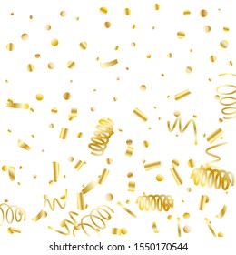 Gold glitter confetti. Light background Shiny abstract texture. Vector abstract graphic design. New Year Christmas. Gold glitter background. Vector elegant invitation template. Celebrate background.