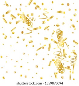 Gold glitter confetti. Light background Shiny abstract texture. Vector abstract graphic design. New Year Christmas. Gold glitter background. Vector elegant invitation template. Celebrate background.