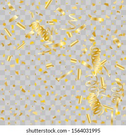 Gold glitter confetti. Light background Shiny abstract texture. Vector abstract graphic design. New Year Christmas. Gold glitter background. Vector elegant invitation template. Celebrate background.