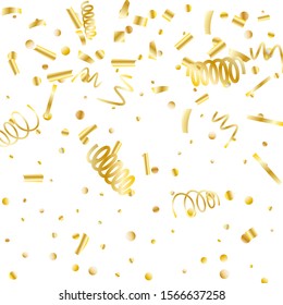 Gold glitter confetti. Light background Shiny abstract texture. Vector abstract graphic design. New Year Christmas. Gold glitter background. Vector elegant invitation template. Celebrate background.