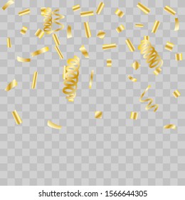 Gold glitter confetti. Light background Shiny abstract texture. Vector abstract graphic design. New Year Christmas. Gold glitter background. Vector elegant invitation template. Celebrate background.