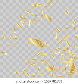 Gold glitter confetti. Light background Shiny abstract texture. Vector abstract graphic design. New Year Christmas. Gold glitter background. Vector elegant invitation template. Celebrate background.