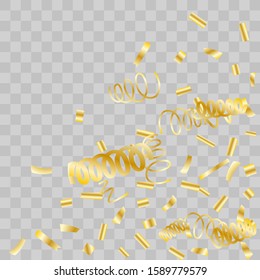 Gold glitter confetti. Light background Shiny abstract texture. Vector abstract graphic design. New Year Christmas. Gold glitter background. Vector elegant invitation template. Celebrate background.