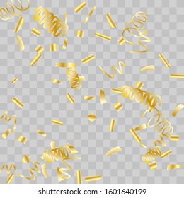 Gold glitter confetti. Light background Shiny abstract texture. Vector abstract graphic design. New Year Christmas. Gold glitter background. Vector elegant invitation template. Celebrate background.