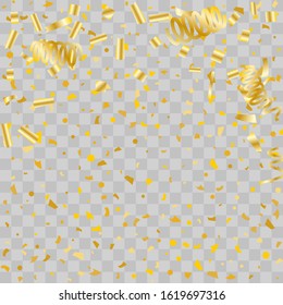 Gold glitter confetti. Light background Shiny abstract texture. Vector abstract graphic design. New Year Christmas. Gold glitter background. Vector elegant invitation template. Celebrate background.