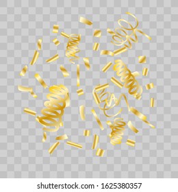 Gold glitter confetti. Light background Shiny abstract texture. Vector abstract graphic design. New Year Christmas. Gold glitter background. Vector elegant invitation template. Celebrate background.