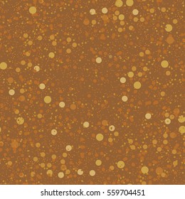 Gold glitter confetti seamless pattern. Amber color background. Golden explosion of confetti. Vector illustration. Template for prints, invitations, greeting cards, web backdrop.