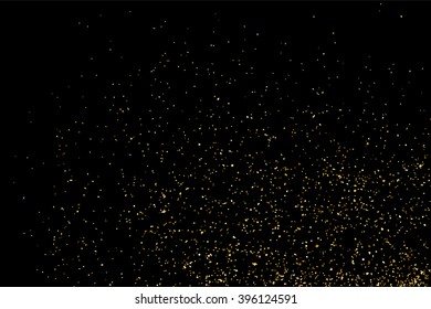 Gold glitter confetti sparkle dust particle black background texture abstract vector illustration golden shimmer shine celebration festive party holiday