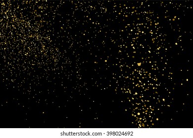 Gold glitter confetti sparkle dust particle black background texture abstract vector illustration golden shimmer shine celebration festive party holiday