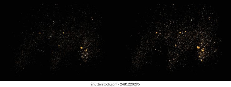 Gold Glitter Konfetti Textur isolierter Staub Hintergrund