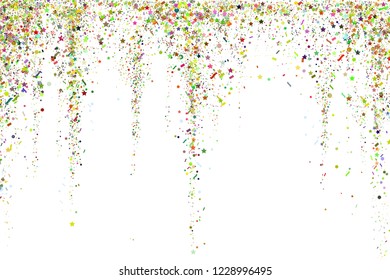 Gold glitter confetti texture on a white background. Golden explosion of confetti. Golden grainy dust abstract texture on a black background. Christmas background design element. Vector illustration