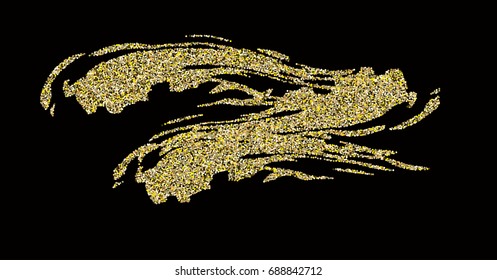 Gold glitter confetti vector elements. Shiny sparkling frame or lines. Celebration Christmas, new year ot birthday background. Rich festive luxurious shiny elements.