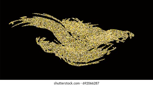 Gold glitter confetti vector elements. Shiny sparkling frame or lines. Golden drops or stardust texture. Celebration Christmas, new year ot birthday background. Rich festive luxurious shiny elements.