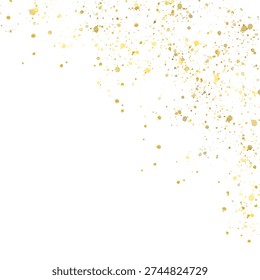 Gold glitter corner frame background. Luxury golden confetti sparkle border. Elegant festive sparkle decoration