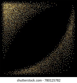 Gold glitter corners, Golden dust confetti elements. frame or border background vector illustration. flying circle  Sparkle dots, round tinsel elements celebration graphic design.