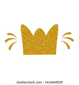 Gold glitter crown. isolated vector clip art. template for fashion prints