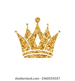 Gold glitter crown on a white background. Magic royal crown. Vector