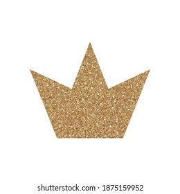 Gold glitter crown, royal sign on white background vector illustration. Symbol of vip, aristocracy and monarchy. Glamour isolated icon with sparkling texture