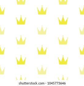 Gold glitter crown seamless pattern.
