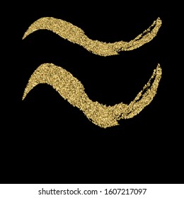 Gold glitter curve trail and starburst vector on Black Background, Golden explosion of confetti. Golden grainy abstract.