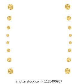 gold glitter dots border, golden confetti dots vector background, sparkle circles frame.  design elements for christmas, birthday, wedding, party, holiday date invitation.
