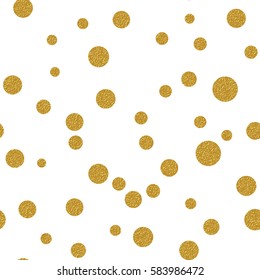 gold glitter dots on  black background. Golden foil confetti. Seamless pattern