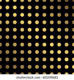Gold glitter dots pattern. Vector Retro festive background with golden circles for holiday greeting card.