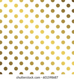 Gold glitter dots pattern. Vector Retro festive background with golden circles for holiday greeting card.
