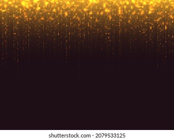 Polvo de oro brillo. Resumen cayendo luces doradas. Ilustración del vector