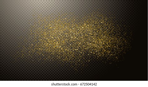 Gold Glitter Dust, Cloud Abstract Elements On Transparent Background, Golden Sparkles. Vector Illustration.