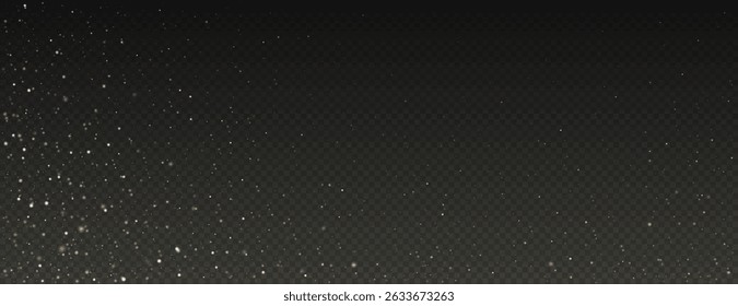 Gold glitter dust with stars and gold glitter effect on dark grey background. Empty free space for your text. Vector illustration.